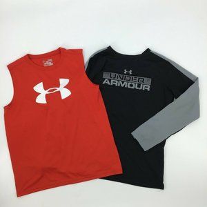Under Armour Lot of 2 Boy's Youth XL Heatgear Cold Loose Fit Shirts